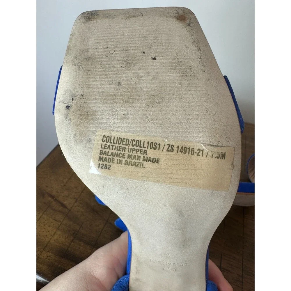 Steve Madden Cobalt Blue Strappy Heels Size 7.5 | Square Toe Stiletto Party Pump - Picture 4 of 10